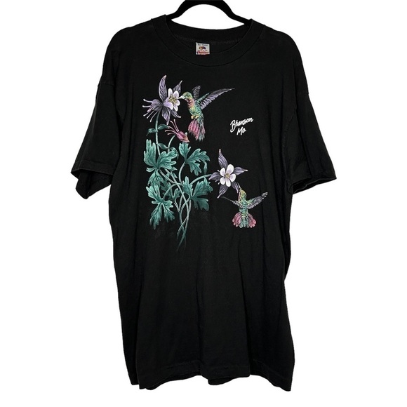 Hanes Tops - Vintage humming bird Branson MoGraphic tee Black single stitch USA Made XL